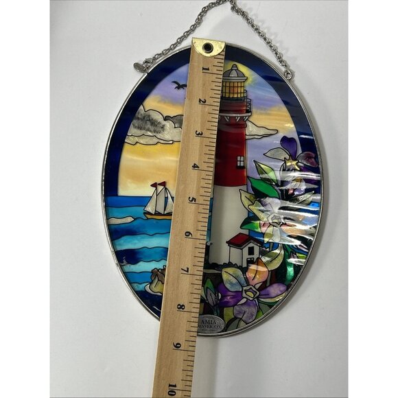Amia Sun Catcher Floral Lighthouse Oval Hanging Decor Nautical Coastal Beach - Picture 8 of 8